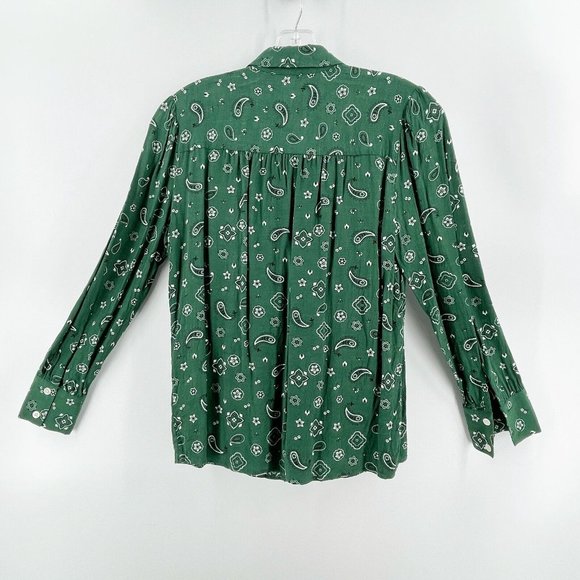 Rails Jesabel Forest Bandana Button Collar Top Shirt Women's Small Green Paisley - Picture 9 of 16